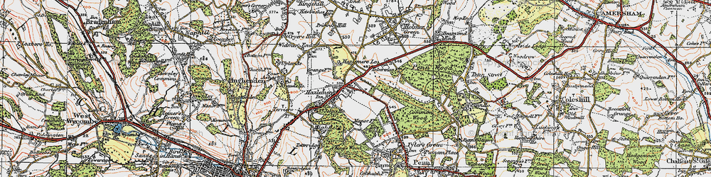Old map of Hazlemere in 1919