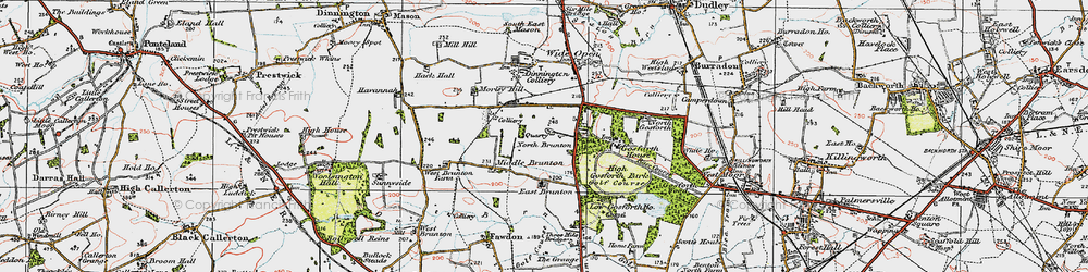 Old map of Hazlerigg in 1925