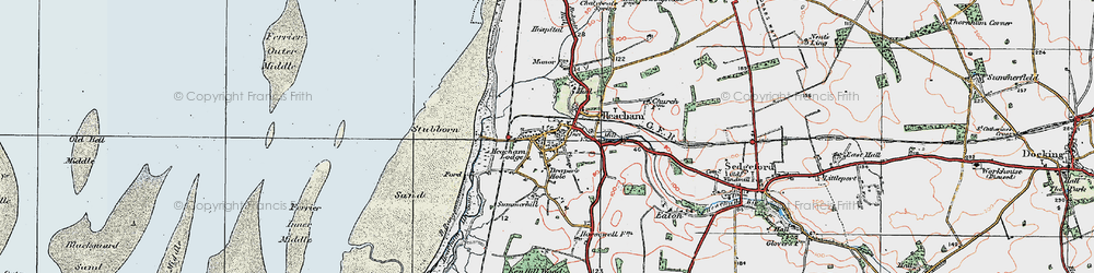 Old map of Heacham in 1922