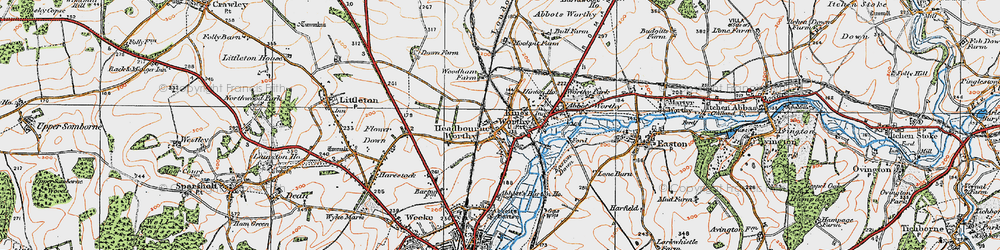 Old map of Headbourne Worthy in 1919