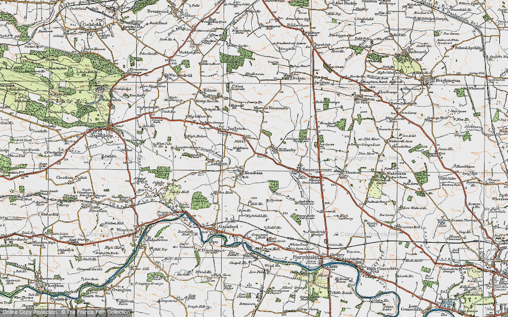 Old Map of Headlam, 1925 in 1925