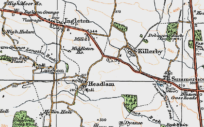 Old map of Headlam in 1925