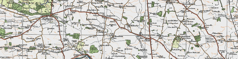 Old map of Headlam in 1925