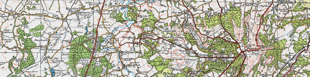Old map of Headley Down in 1919