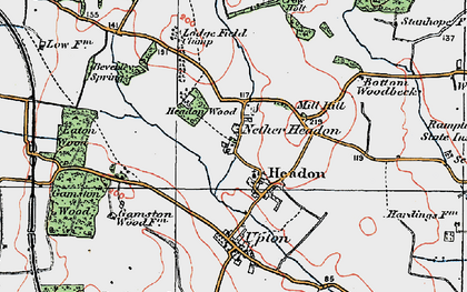 Old map of Headon in 1923