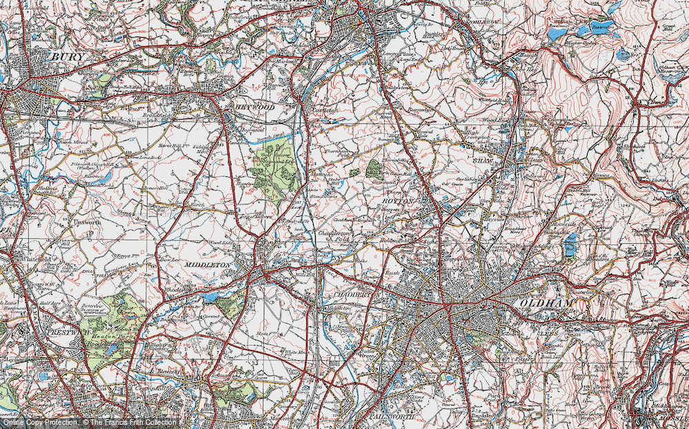 Old Map of Historic Map covering Chadderton Heights in 1924