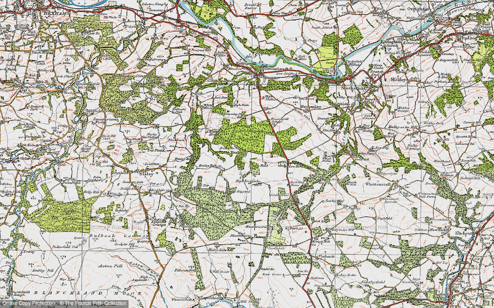 Old Map of Historic Map covering Broomley Pit Ho in 1925