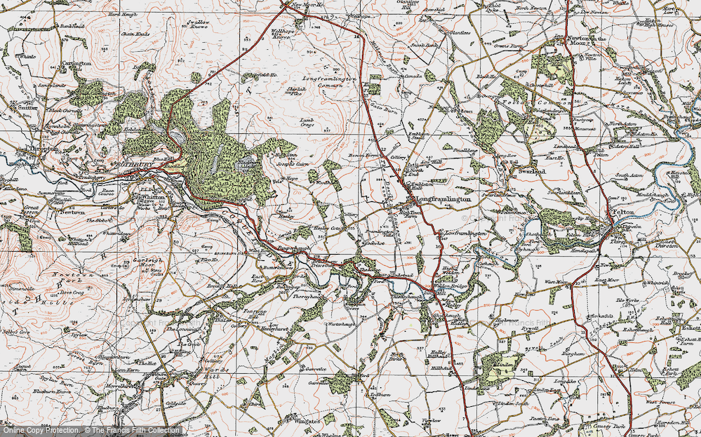 Old Map of Historic Map covering Lamb Crags in 1925