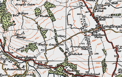 Old map of Pauperhaugh in 1925
