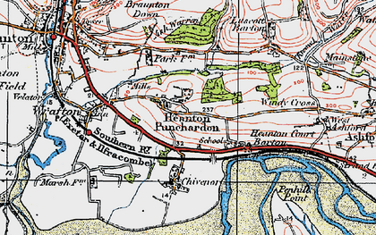 Old map of Heanton Punchardon in 1919