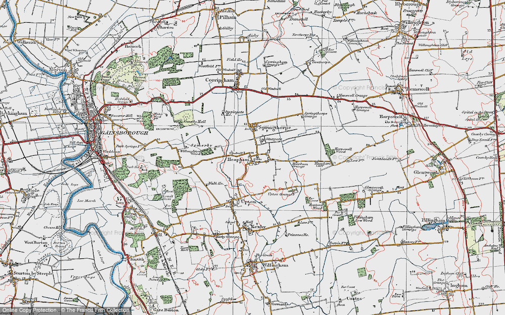 Old Map of Historic Map covering Willoughton Wood in 1923