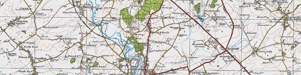 Old map of Heath and Reach in 1919