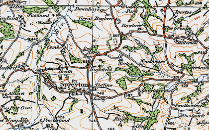 Old map of Heath Cross in 1919