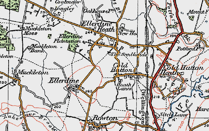 Old map of Heath Lanes in 1921