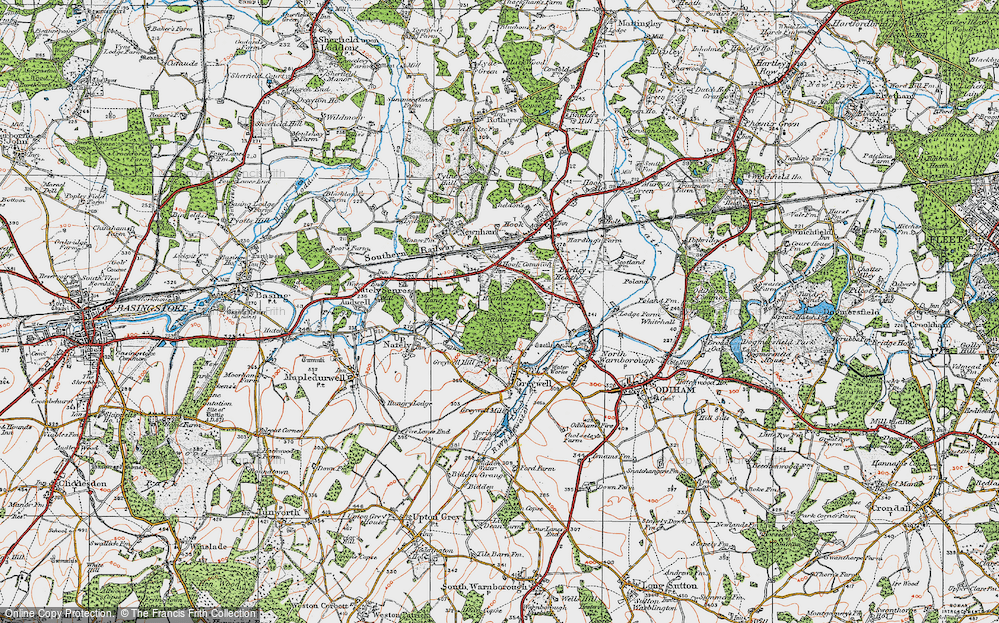 Old Map of Historic Map covering Hook Common in 1919