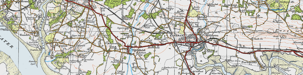 Old map of Heathfield in 1919