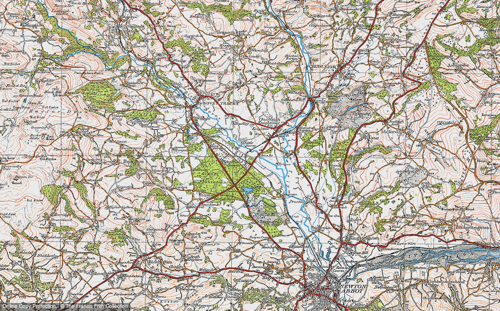 Old Map of Historic Map covering Bovey Heath in 1919