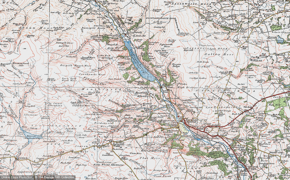 Old Map of Historic Map covering West Wood Ho in 1925