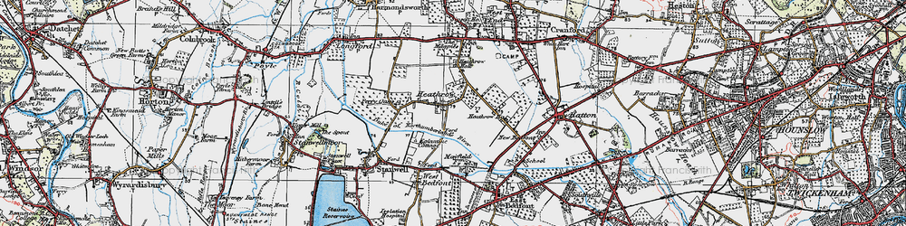 Old map of Heathrow Airport London in 1920