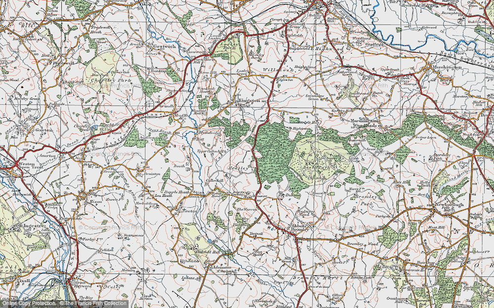 Old Map of Historic Map covering Bagot Forest in 1921