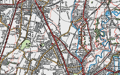Old map of Heaton Chapel in 1923