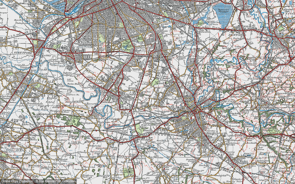Old Map of Heaton Mersey, 1923 in 1923