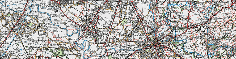Old map of Heaton Mersey in 1923
