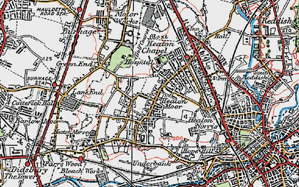 Old map of Heaton Moor in 1923