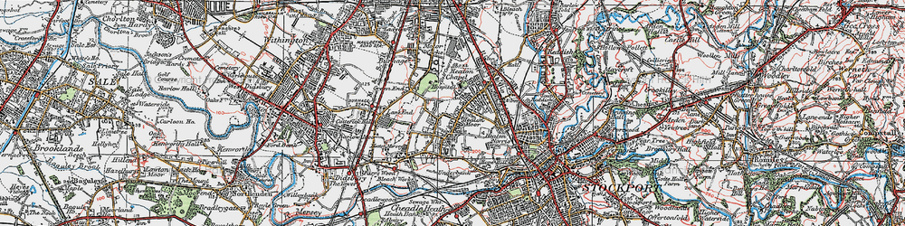 Old map of Heaton Moor in 1923