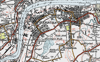 Old map of Hebburn in 1925