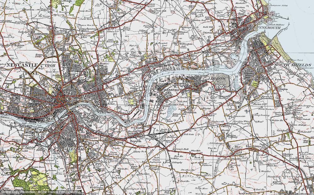 Old Map of Hebburn New Town, 1925 in 1925
