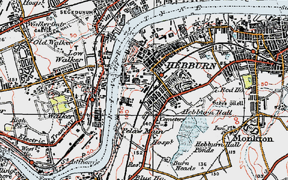 Old map of Hebburn New Town in 1925
