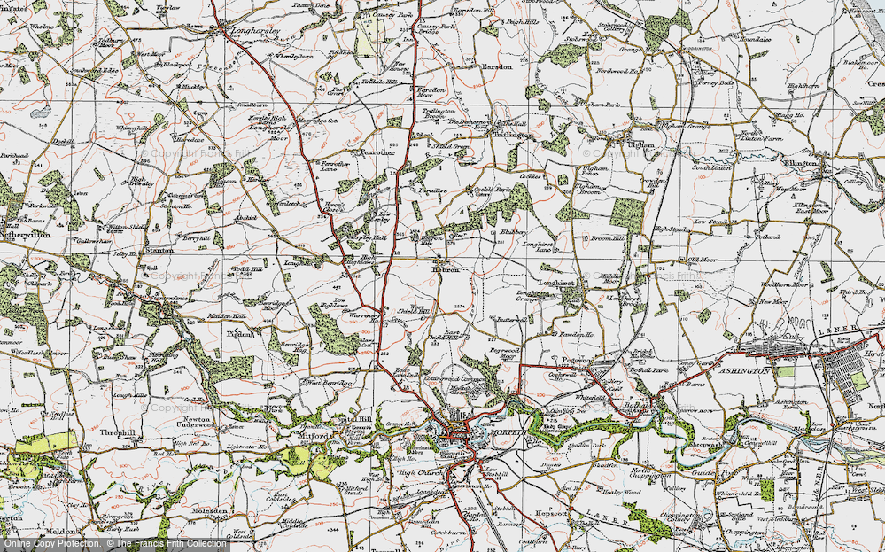 Old Map of Historic Map covering Low Espley in 1925