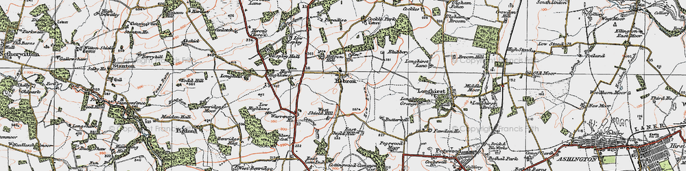 Old map of Espley Hall in 1925