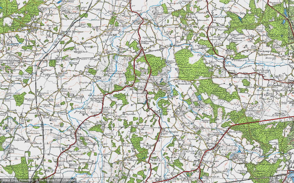 Old Map of Historic Map covering Heckfield Heath in 1919
