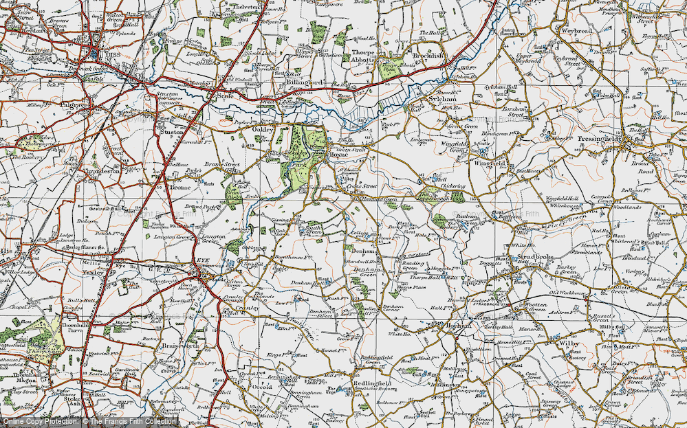 Old Map of Heckfield Green, 1921 in 1921