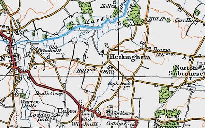 Old map of Heckingham in 1922