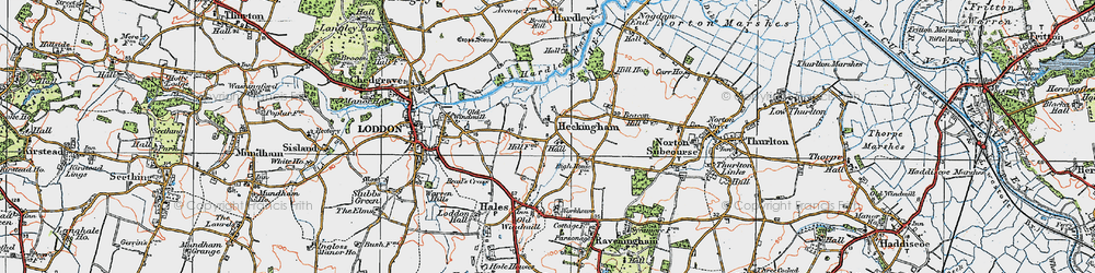 Old map of Heckingham in 1922