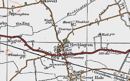 Old map of Heckington in 1922