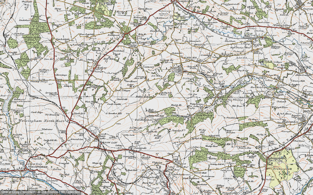 Old Map of Historic Map covering Bell's Ho in 1925