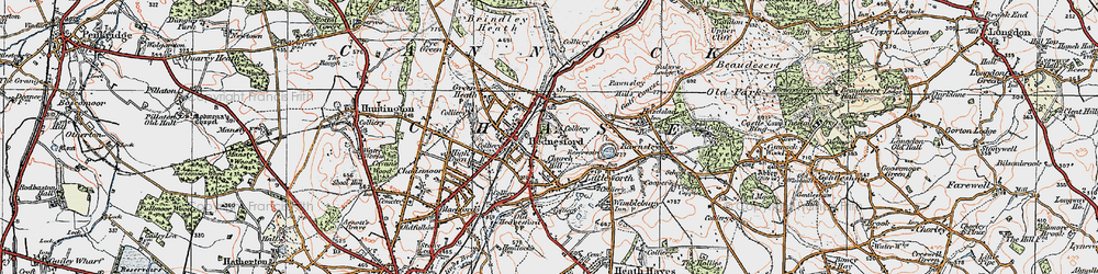 Old map of Hednesford in 1921