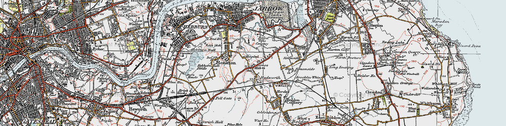 Old map of Hedworth in 1925
