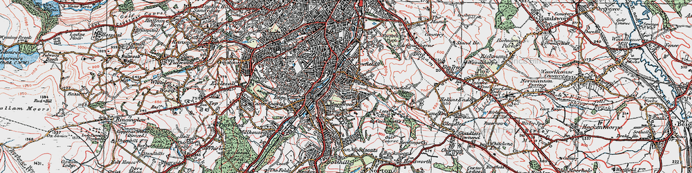 Old map of Heeley in 1923