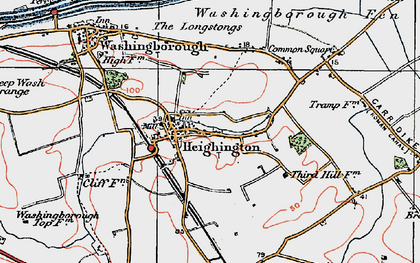 Old map of Heighington in 1923