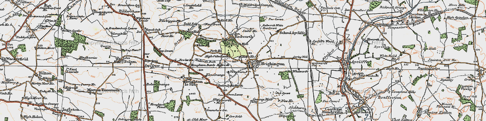 Old map of Heighington in 1925