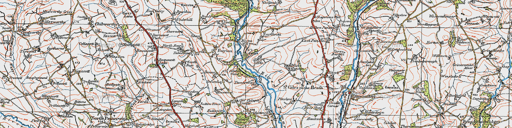 Old map of Hele in 1919