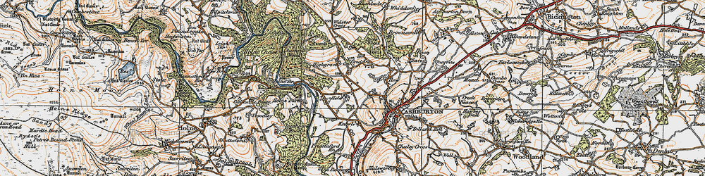 Old map of Ausewell Rocks in 1919