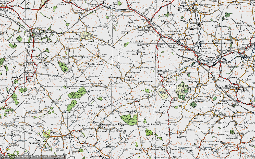 Old Map of Helions Bumpstead, 1920 in 1920