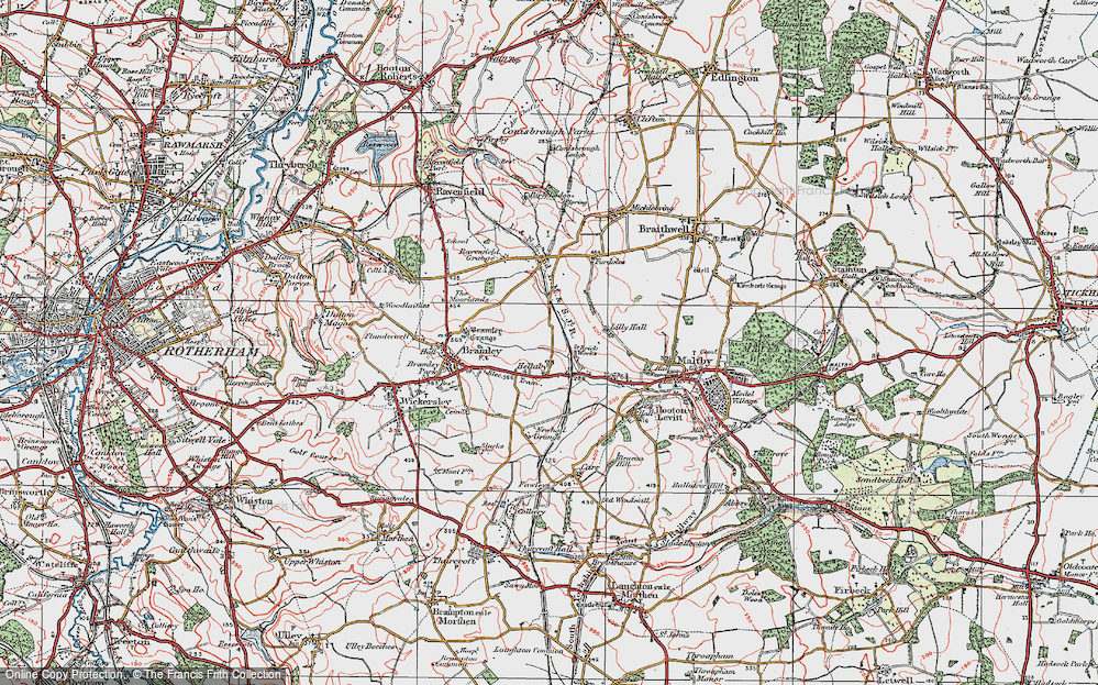 Old Map of Hellaby, 1923 in 1923