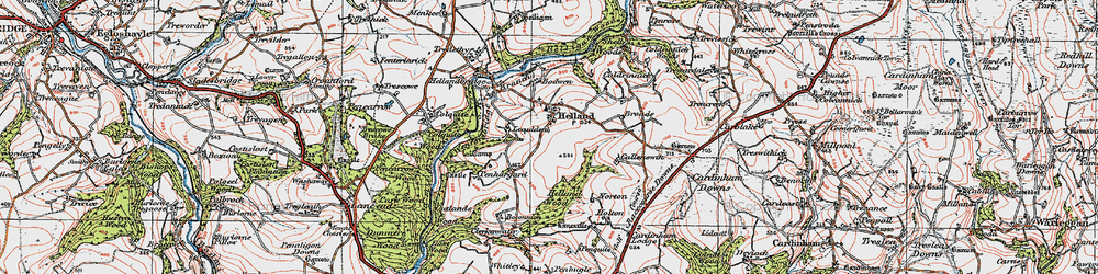 Old map of Helland in 1919
